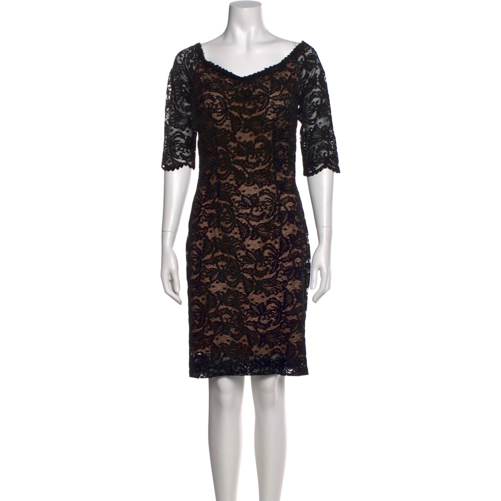 Jovani Black velvet Lace Sheath Cocktail Dress Nude Lining Vamp Whimsygoth 2
